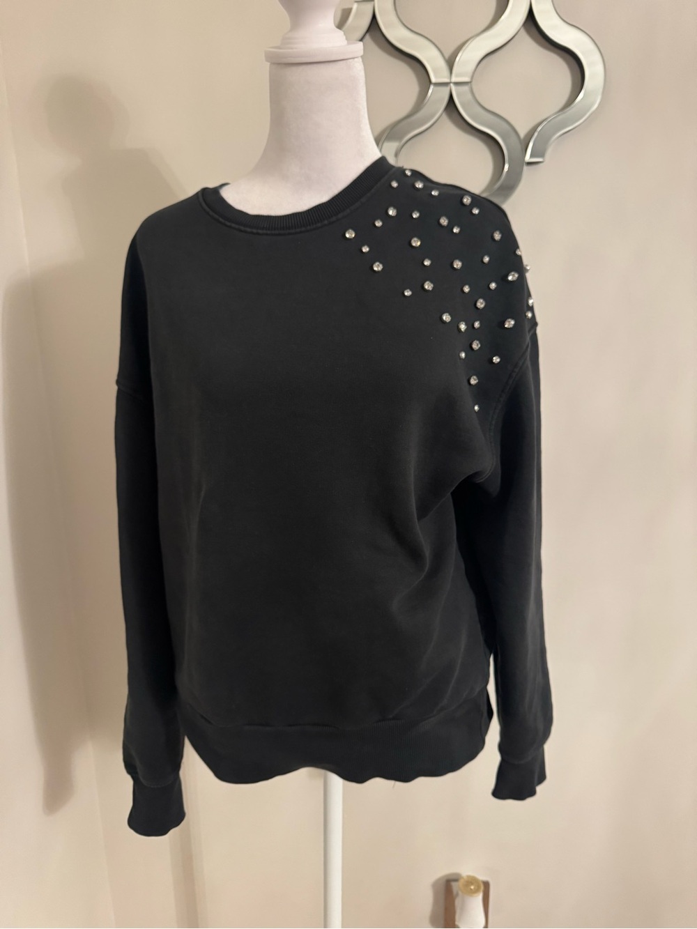 Zara Black and Gray Mixed-Knit Sweatshirt